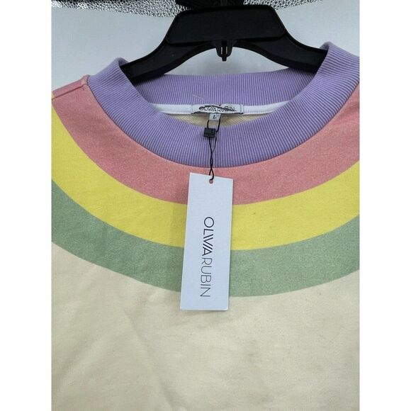 Olivia Rubin Nettie Rainbow Balloon Sleeve Large Crew Pullover Sweatshirt New - Picture 4 of 7